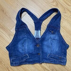 Z Co Vintage Y2K Denim Cropped Vest Waistcoat Size Large